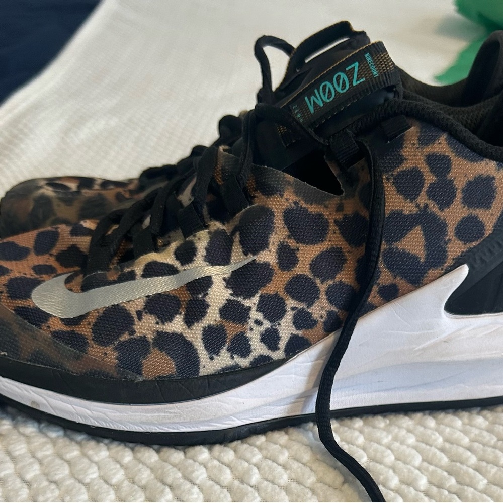 Leopard Print Athletic Shoes with Silver Accents - Picture 7 of 7